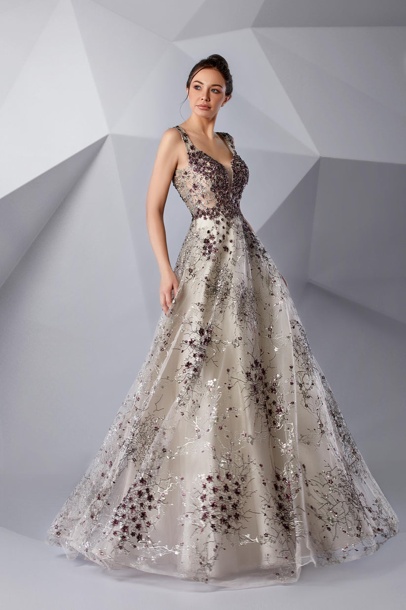 Formal Dresses Long Formal Evening Dress Sand Shell/Red