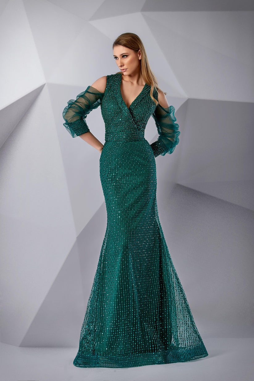 Formal Dresses Fitted Long Formal Evening Mermaid Dress Evergreen