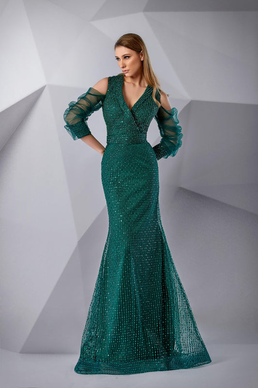 Formal Dresses Fitted Long Formal Evening Mermaid Dress Evergreen