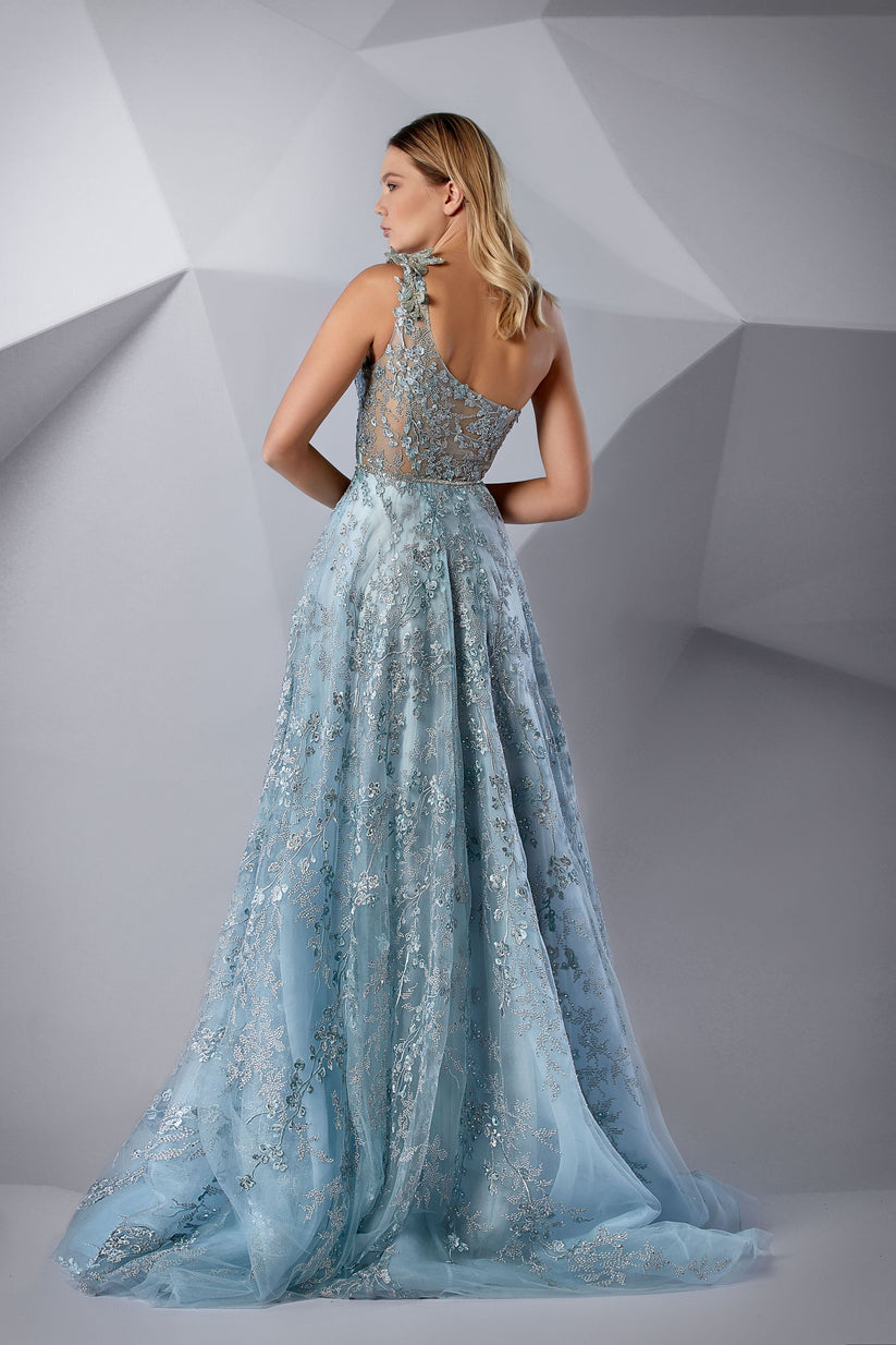Formal Dresses Beaded Long A Line Formal Evening Dress Cloud Blue