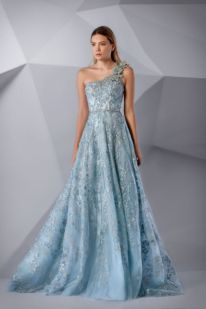 Formal Dresses Beaded Long A Line Formal Evening Dress Cloud Blue