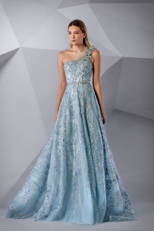 Formal Dresses Beaded Long A Line Formal Evening Dress Cloud Blue