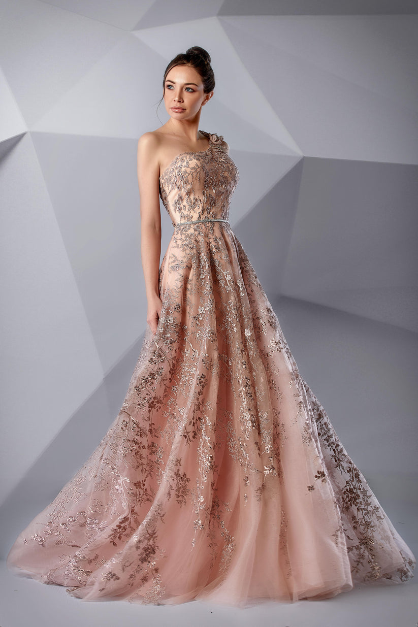 Formal Dresses Beaded Long A Line Formal Evening Dress Misty Rose