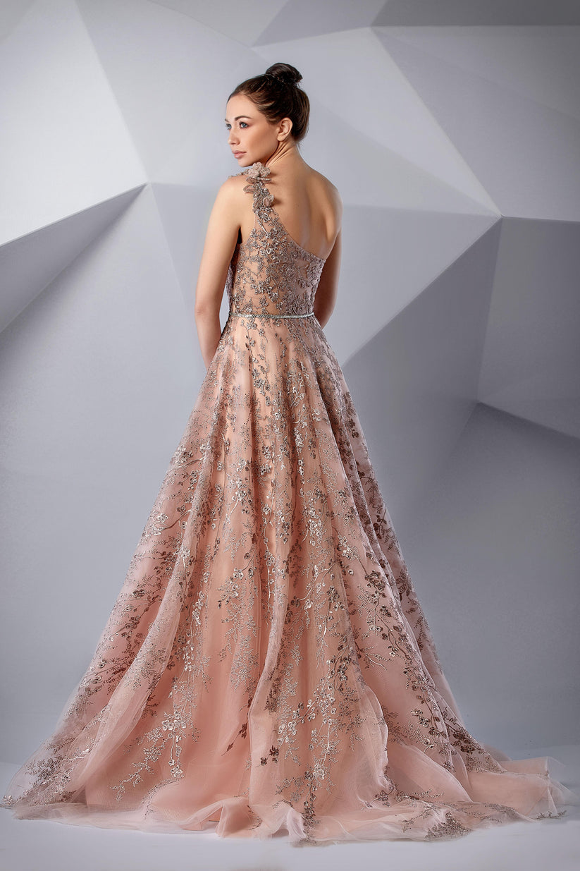 Formal Dresses Beaded Long A Line Formal Evening Dress Misty Rose