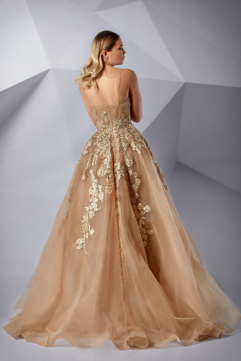 Prom Dresses A Line Long Formal Prom Beaded Dress Misty Rose