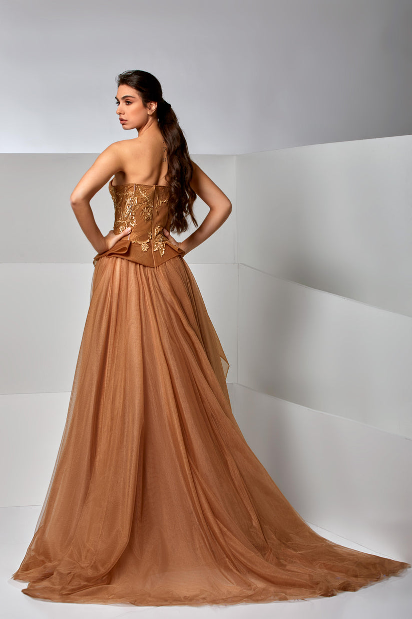 Formal Dresses Long A Line Formal Dress Tobacco Brown