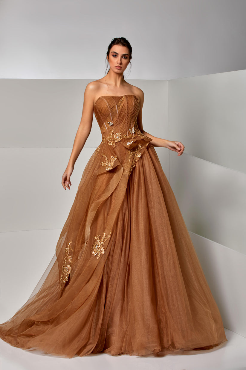 Formal Dresses Long A Line Formal Dress Tobacco Brown