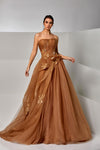 Formal Dresses Long A Line Formal Dress Tobacco Brown
