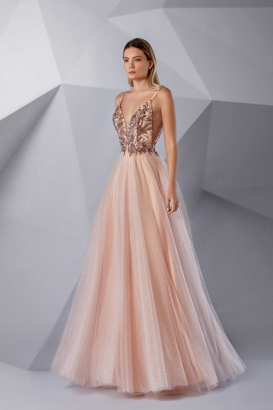 Prom Dresses Long Formal A Line Beaded Prom Dress Rose Dust