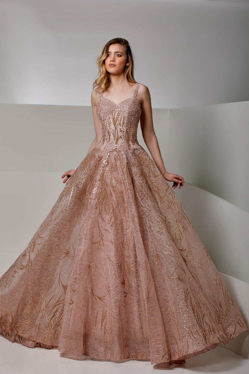 Formal Dresses Long Formal Evening A Line Dress Misty Rose