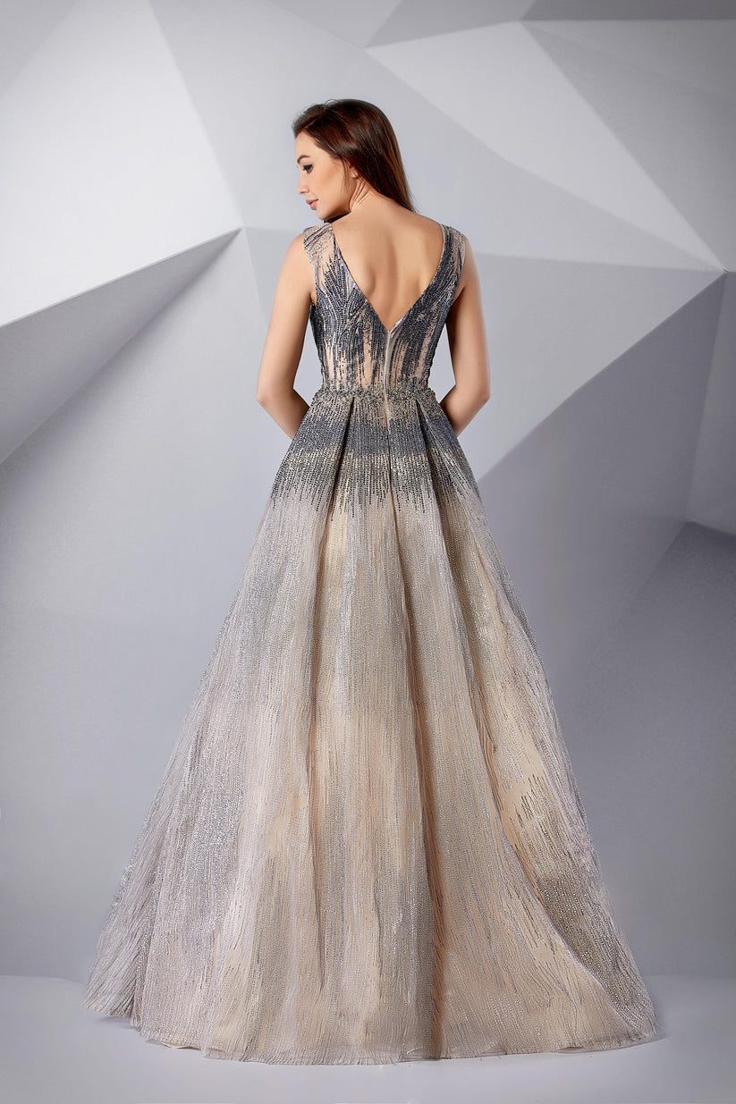 Prom Dresses Long Formal Prom Beaded Dress Dusty Blue