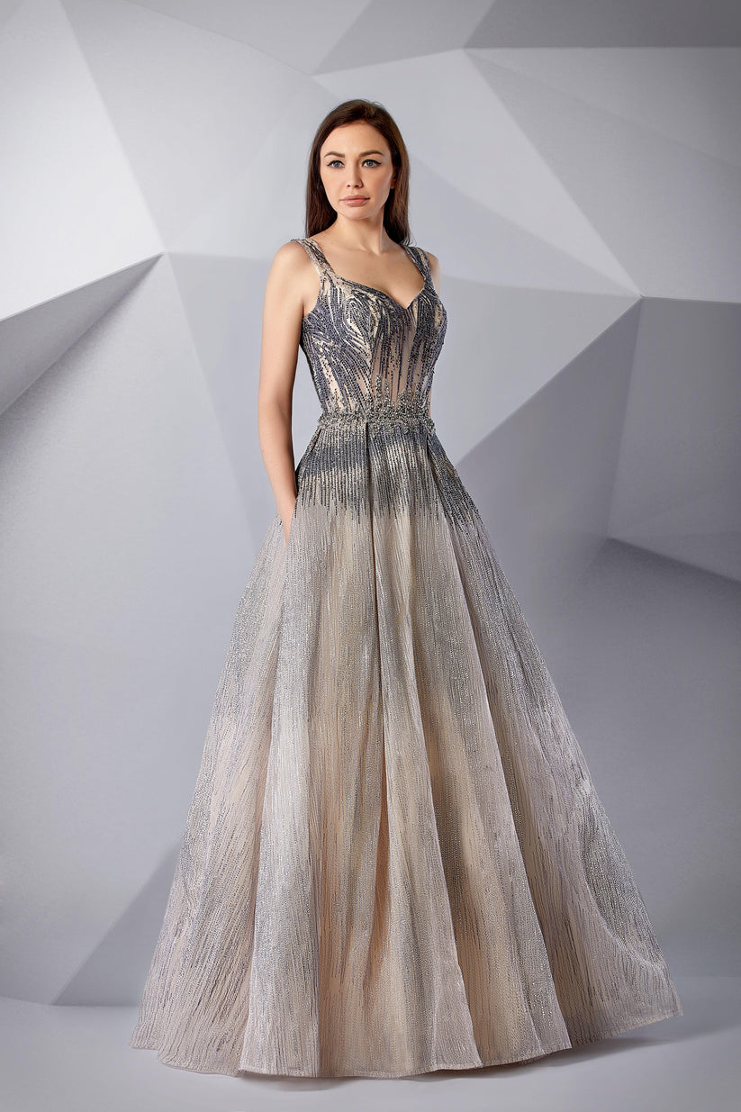 Prom Dresses Long Formal Prom Beaded Dress Dusty Blue