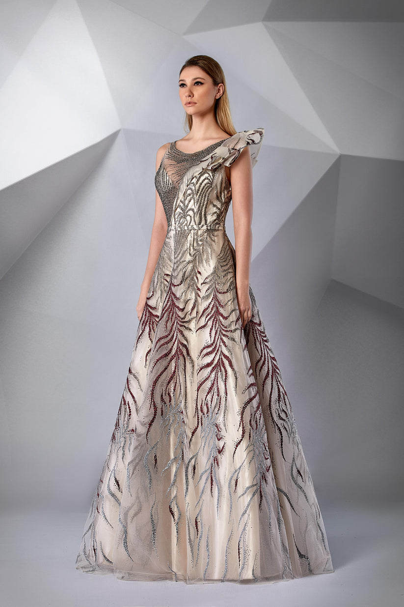 Prom Dresses Long Prom Formal A Line Dress Aluminium/Ruby Wine