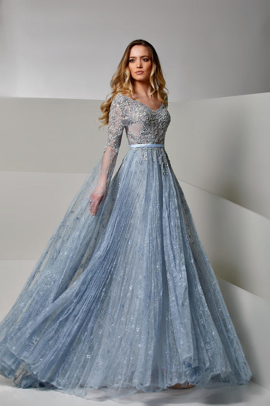 Formal Dresses Long A Line Formal Dress Blue Fog