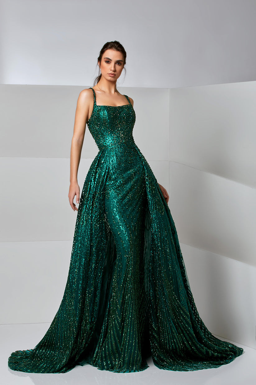 Prom Dresses Mermaid Long Formal Prom Sequin Dress Evergreen