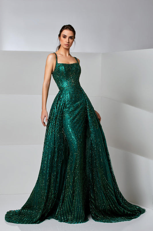 Prom Dresses Mermaid Long Formal Prom Sequin Dress Evergreen