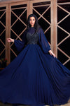 Formal Dresses Fitted Long Formal Beaded Dress Patriot Blue