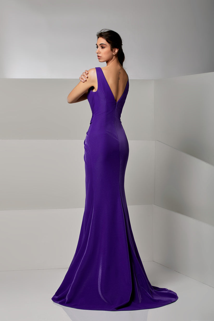 Prom Dresses Long Slit Formal Pleated Prom Dress Petrolic