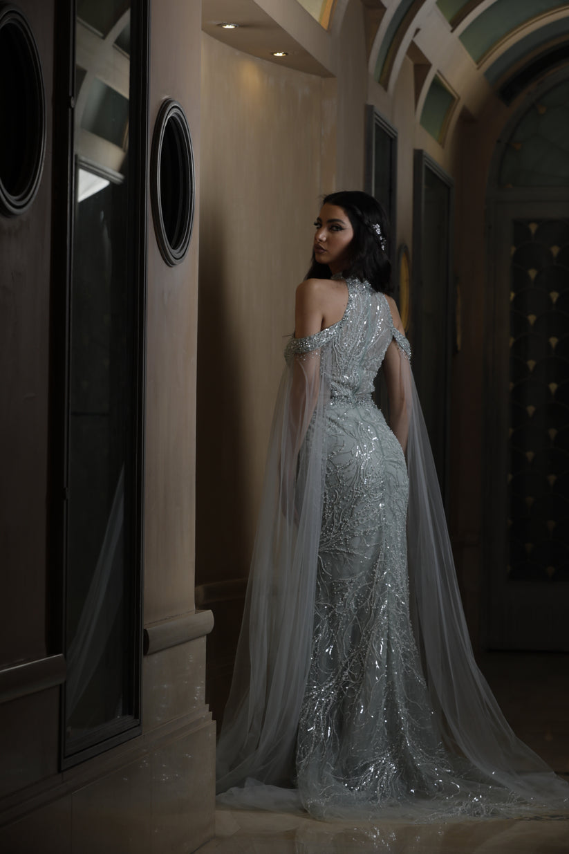 Prom Dresses Fitted Mermaid Long Formal Prom Dress Frosty Green