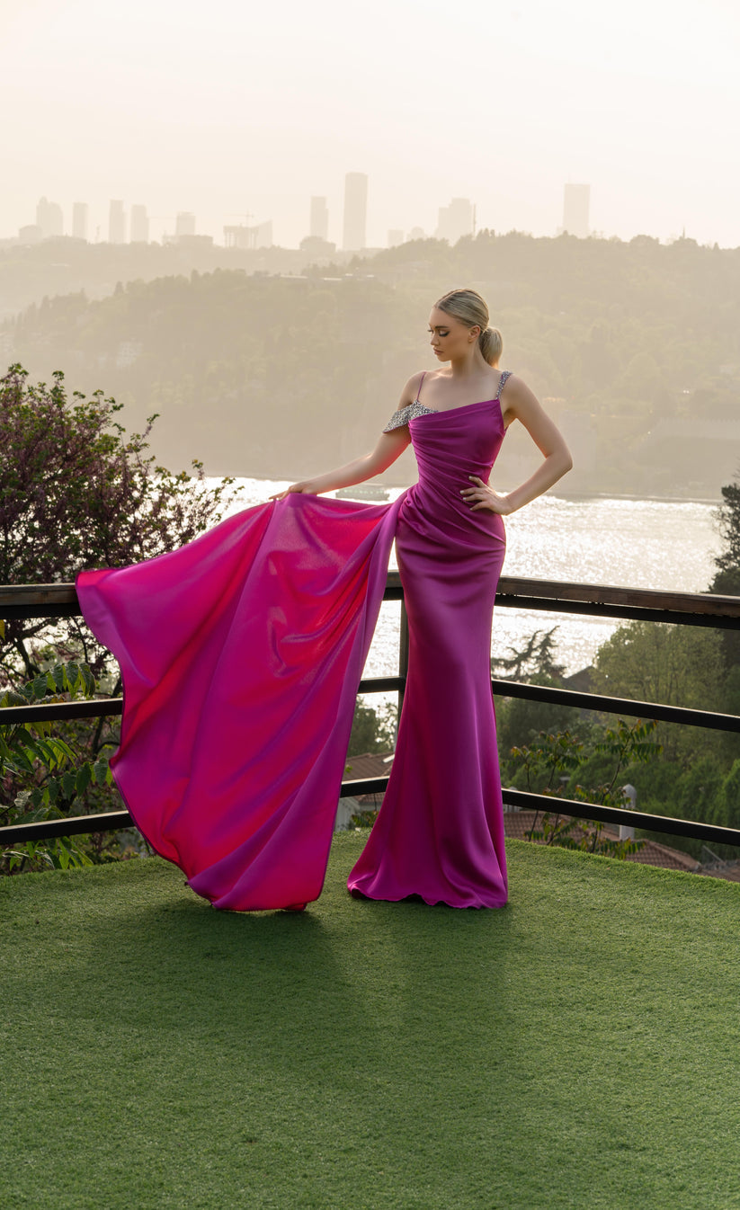 Prom Dresses Formal Fitted Mermaid Long Prom Dress Magenta