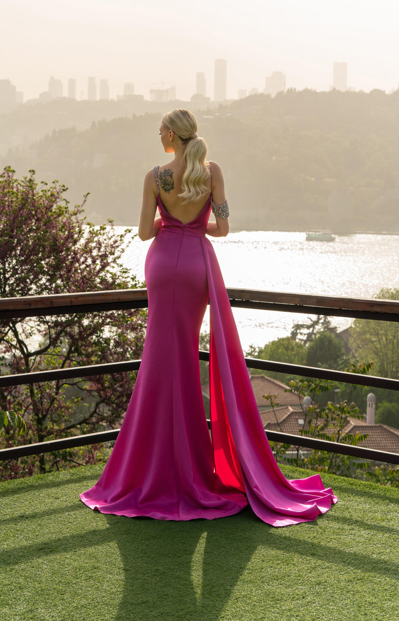 Prom Dresses Formal Fitted Mermaid Long Prom Dress Magenta