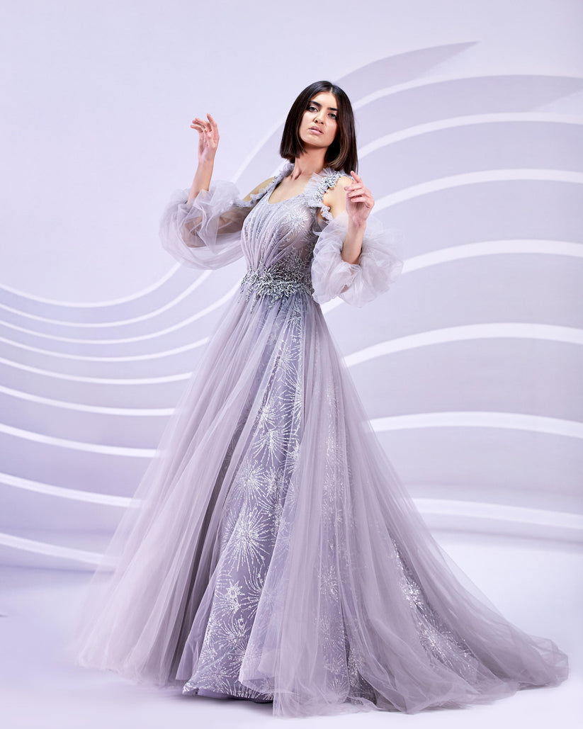 Prom Dresses Long A Line Formal Prom Floral Dress Silver