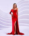 Prom Dresses Long Formal Mermaid High Slit Prom Dress Red