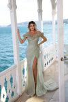 Prom Dresses Long Formal Slit Evening Prom Dress Mint