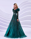 Formal Dresses Long Puff Formal A Line Evening Dress Hunter Green