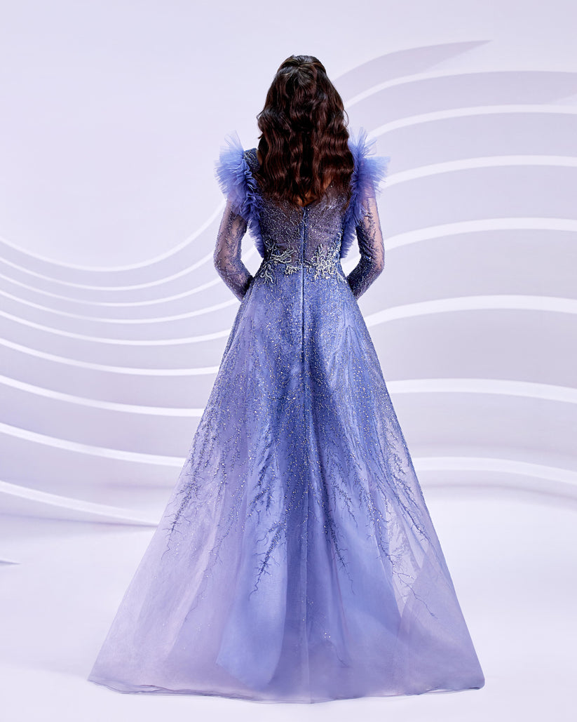 Formal Long Puff Formal A Line Evening Dress Dresses  Navy