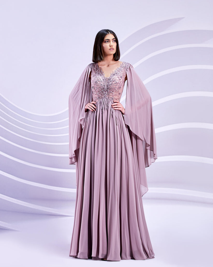 Formal Dresses Long Beaded Formal A Line Dress Rose