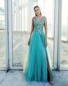 Prom Dresses Long Beaded Slit Formal Prom Dress Sage