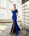 Prom Dresses Mermaid Long Formal Slit Prom Dress Royal Blue
