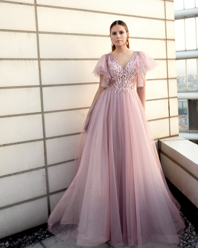 Formal Dresses Long Formal Beaded Evening Dress Lilac Marble
