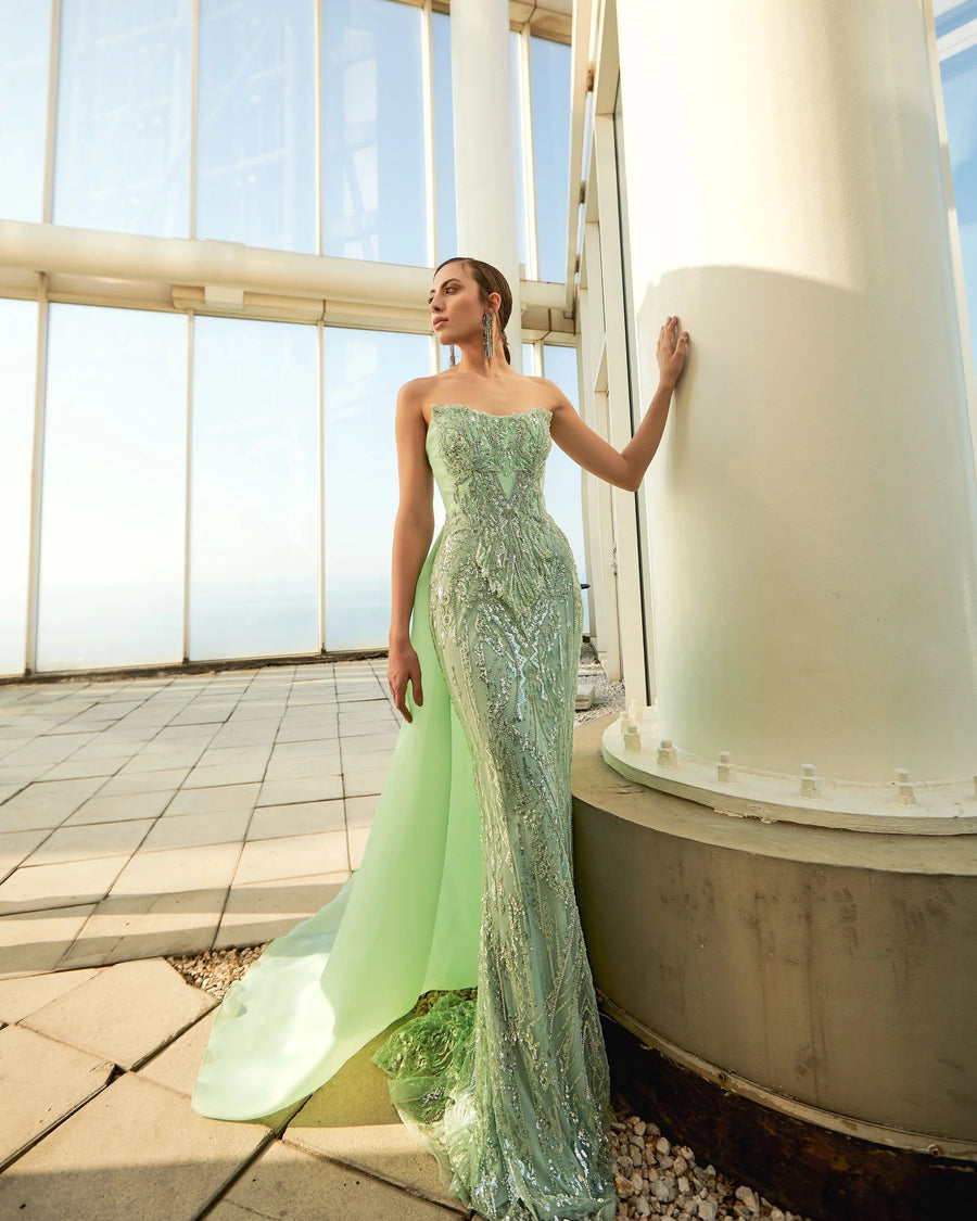 Prom Dresses Long Formal Fitted Beaded Prom Dress Frosty Green