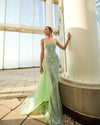 Prom Dresses Long Formal Fitted Beaded Prom Dress Frosty Green