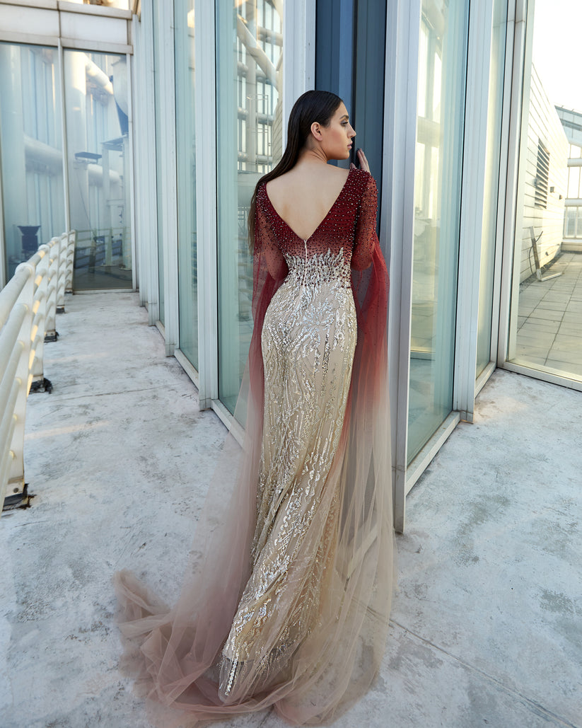 Formal Dresses Long Formal Mermaid Evening Dress Gold/Wine