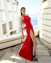 Prom Dresses Long Prom Formal Slit Dress High Risk Red