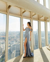 Prom Dresses Long High Slit Formal Prom Dress Blue