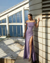 Prom Dresses Formal Long Slit Prom Pleated Dress Lavender