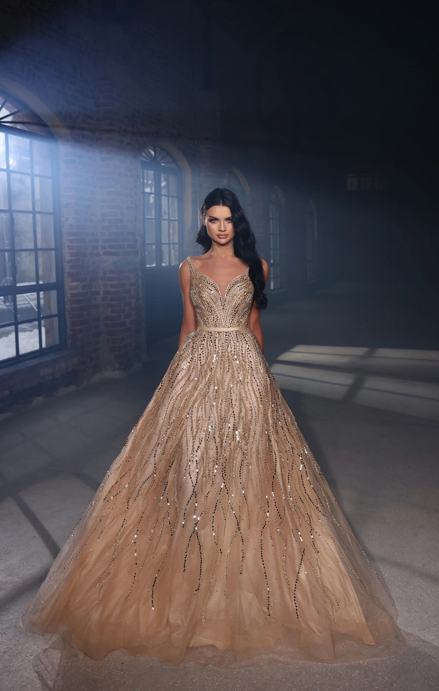 Prom Dresses Long Formal Beaded A Line Prom Dress Gold