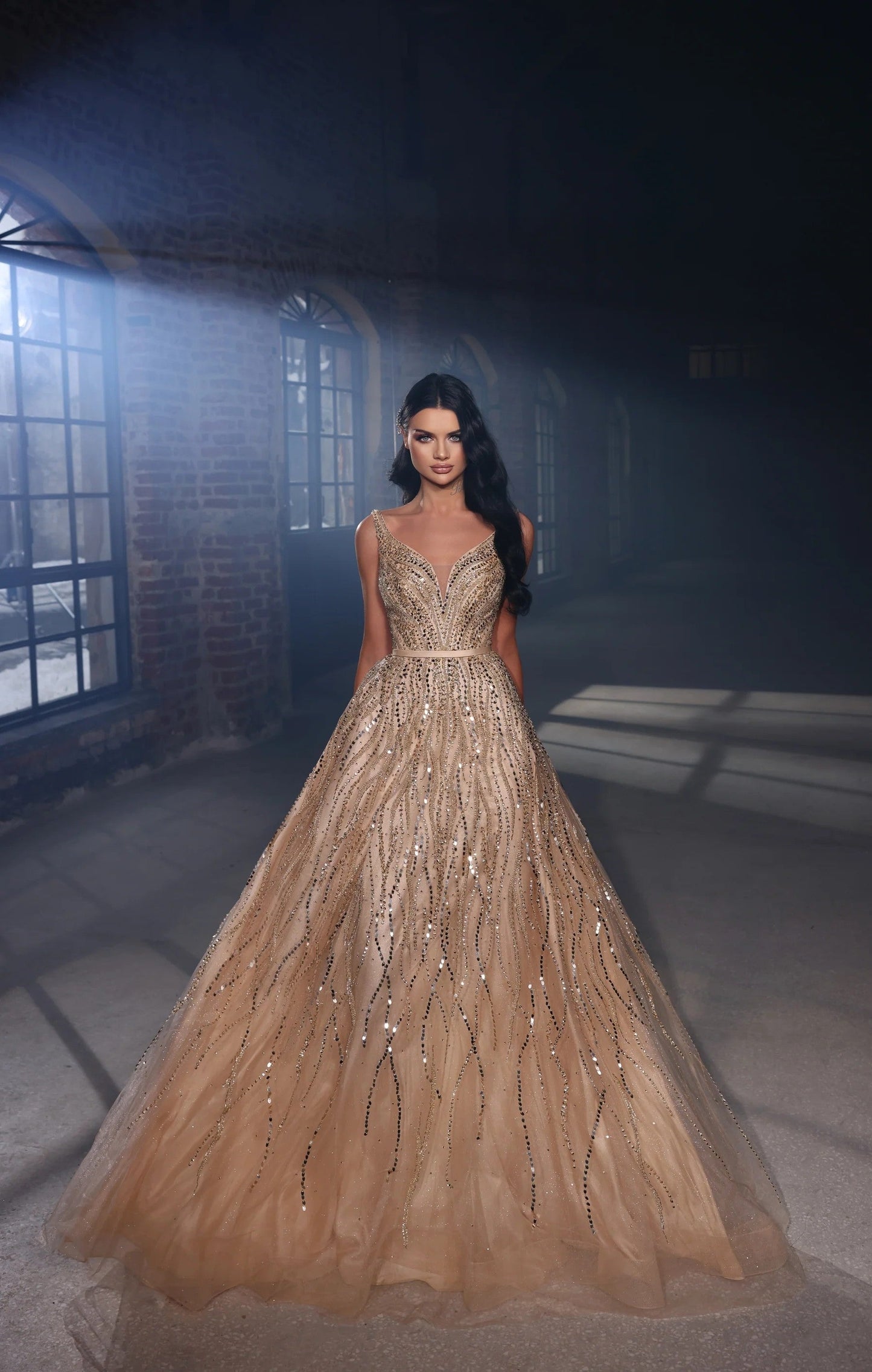 Prom Dresses Long Formal Beaded A Line Prom Dress Gold