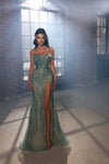 Prom Dresses Beaded Long Slit Formal Prom Dress Sage