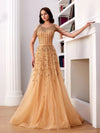 Prom Dresses Long Ball Gown Beaded Formal Prom Dress Gold