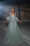 Prom Dresses A Line Beaded Long Formal Prom Dress Frosty Green