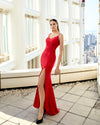Prom Dresses Fitted Long Formal Prom Slit Dress Red