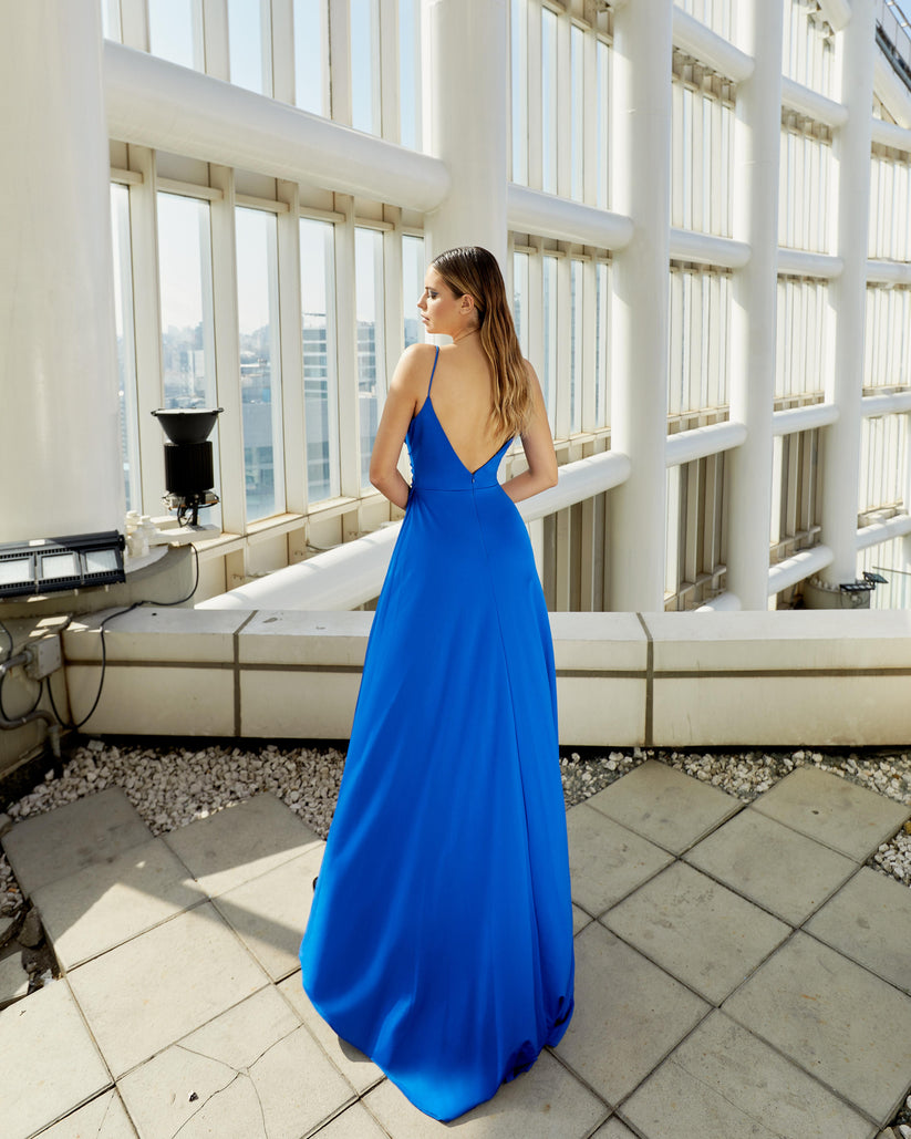 Prom Dresses Fitted Formal Long Slit Prom Dress Royal Blue