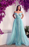 Prom Dresses Long Formal Beaded Overskirt Prom Dress Blue