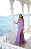 Prom Dresses Pleated Long Formal Slit Prom Dress Lilac