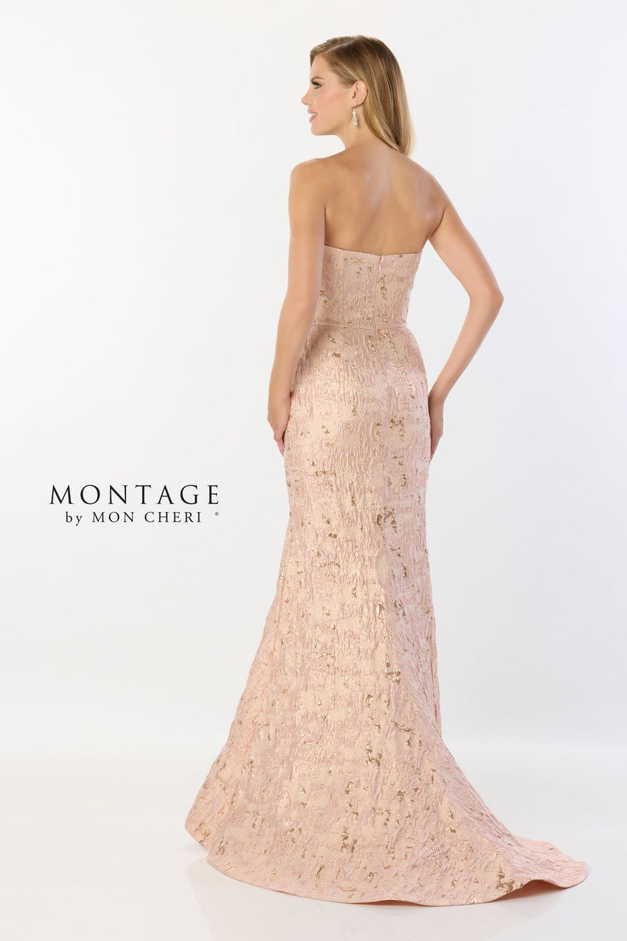 Formal Dresses Ruffle Detail Long Formal Mermaid Gown Metallic Evening Dress  Rose Gold